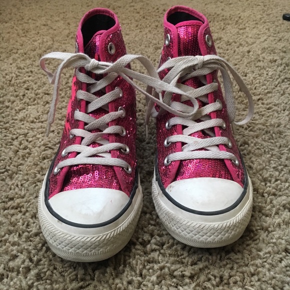 hot pink sequin converse